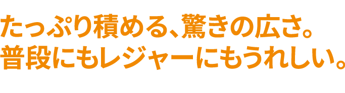 たっぷり積める、驚きの広さ。普段にもレジャーにもうれしい。