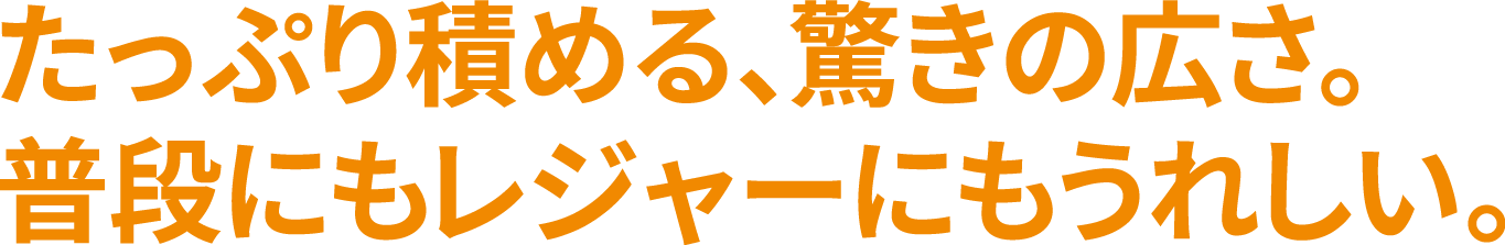 たっぷり積める、驚きの広さ。普段にもレジャーにもうれしい。